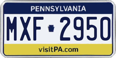 PA license plate MXF2950