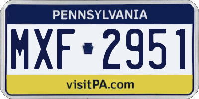 PA license plate MXF2951