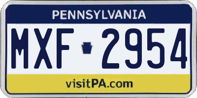 PA license plate MXF2954