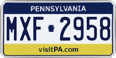 PA license plate MXF2958