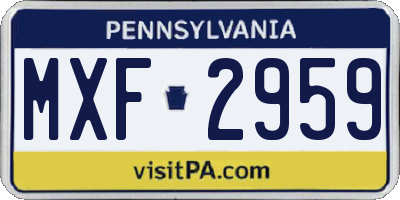 PA license plate MXF2959