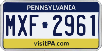 PA license plate MXF2961