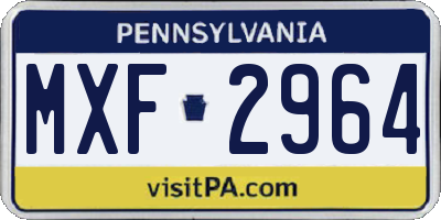 PA license plate MXF2964