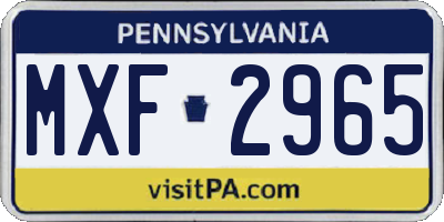 PA license plate MXF2965