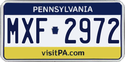 PA license plate MXF2972