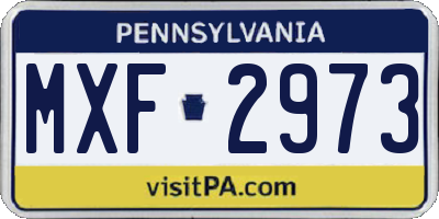 PA license plate MXF2973