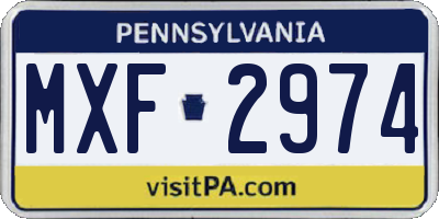 PA license plate MXF2974