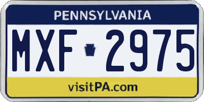 PA license plate MXF2975