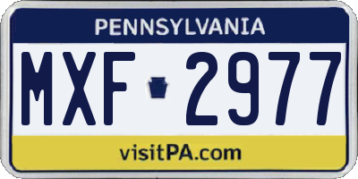 PA license plate MXF2977