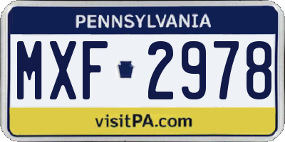 PA license plate MXF2978