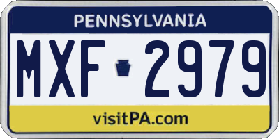 PA license plate MXF2979