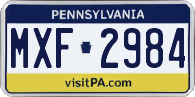 PA license plate MXF2984