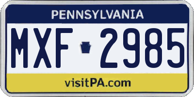 PA license plate MXF2985