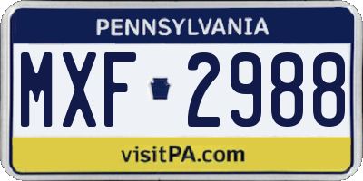 PA license plate MXF2988