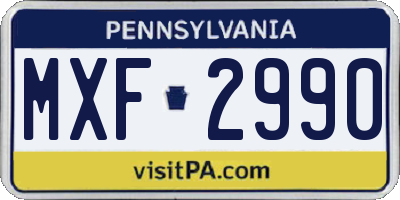 PA license plate MXF2990