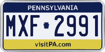 PA license plate MXF2991