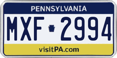 PA license plate MXF2994