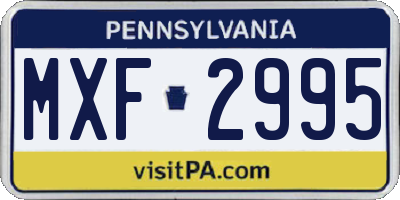 PA license plate MXF2995