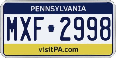PA license plate MXF2998