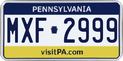 PA license plate MXF2999