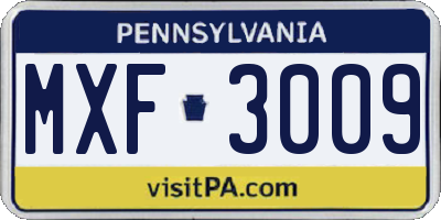 PA license plate MXF3009
