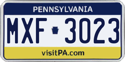 PA license plate MXF3023