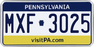 PA license plate MXF3025
