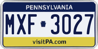PA license plate MXF3027