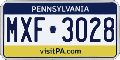 PA license plate MXF3028