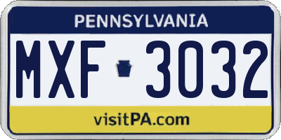 PA license plate MXF3032