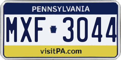 PA license plate MXF3044