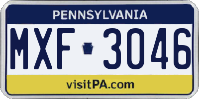 PA license plate MXF3046