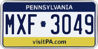 PA license plate MXF3049