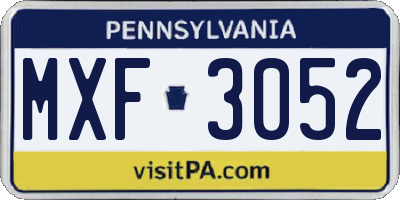 PA license plate MXF3052