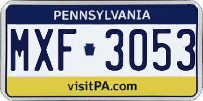 PA license plate MXF3053