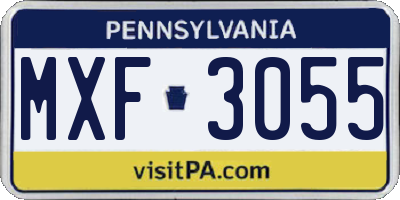 PA license plate MXF3055