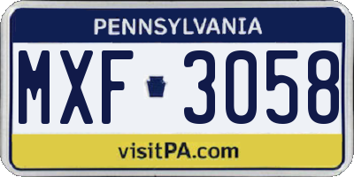 PA license plate MXF3058