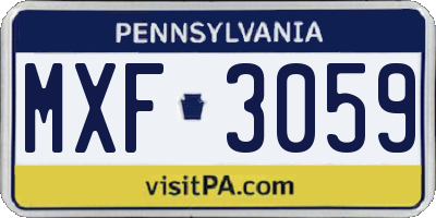 PA license plate MXF3059
