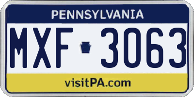 PA license plate MXF3063