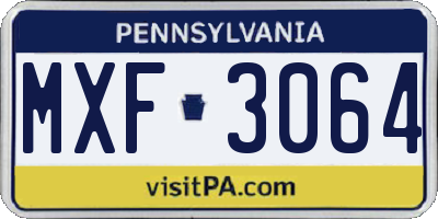 PA license plate MXF3064