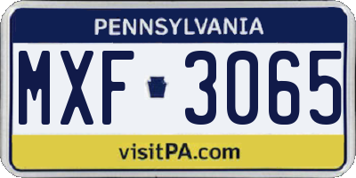 PA license plate MXF3065