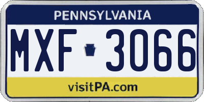PA license plate MXF3066
