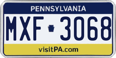 PA license plate MXF3068