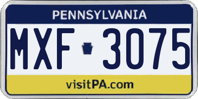 PA license plate MXF3075