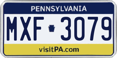 PA license plate MXF3079