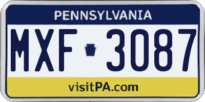 PA license plate MXF3087