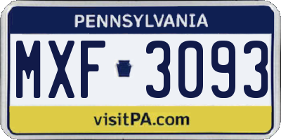 PA license plate MXF3093