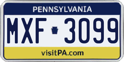 PA license plate MXF3099