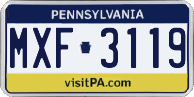 PA license plate MXF3119