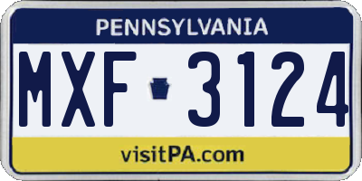 PA license plate MXF3124